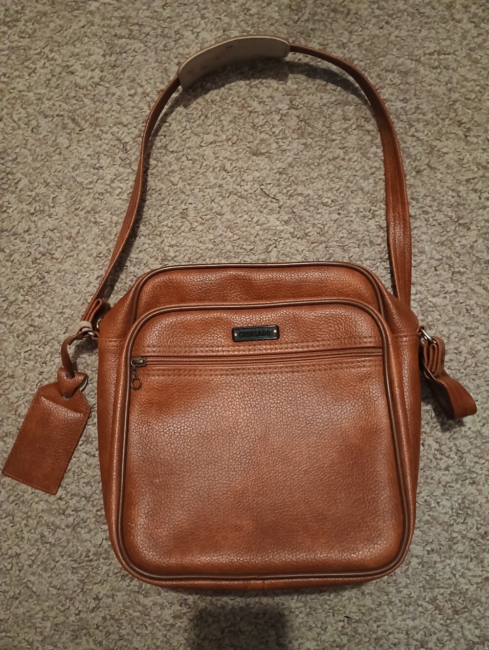 Mens Leather Messenger Bag in Cognac Brown - Classic Crossbody